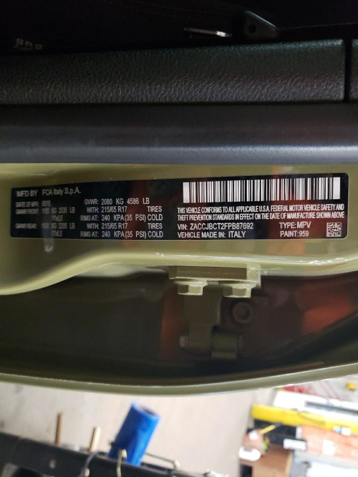 2015 Jeep Renegade Trailhawk VIN: ZACCJBCT2FPB87692 Lot: 60800934