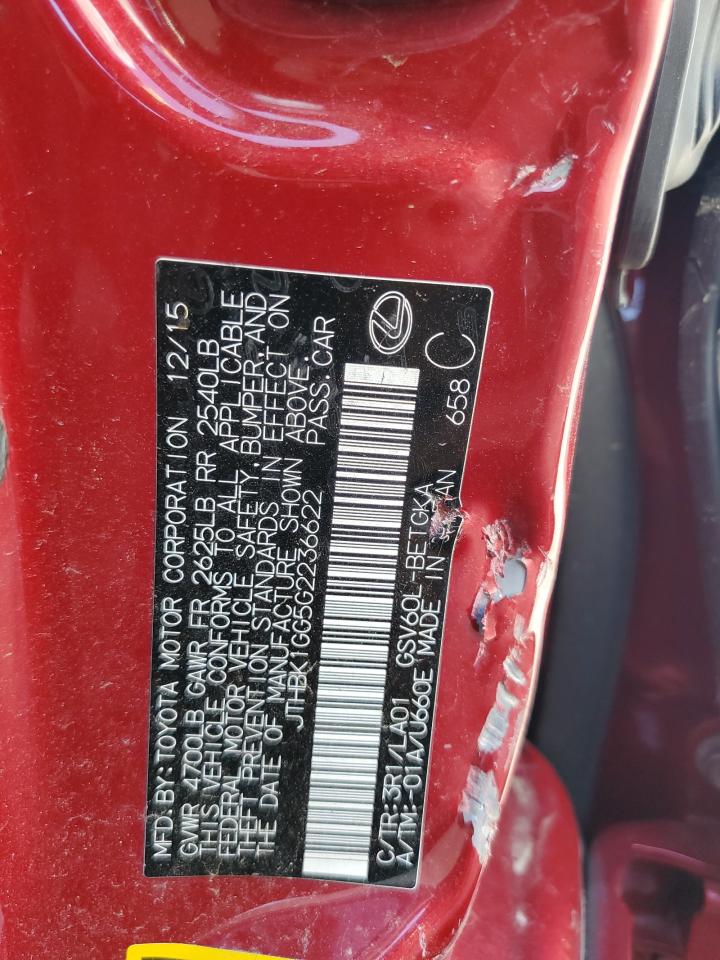 2016 Lexus Es 350 VIN: JTHBK1GG5G2236622 Lot: 58131624