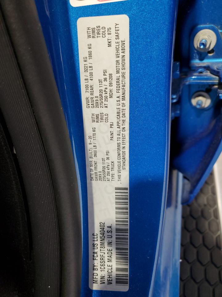 2021 Ram 1500 Laramie VIN: 1C6SRFJT8MN540402 Lot: 59065574