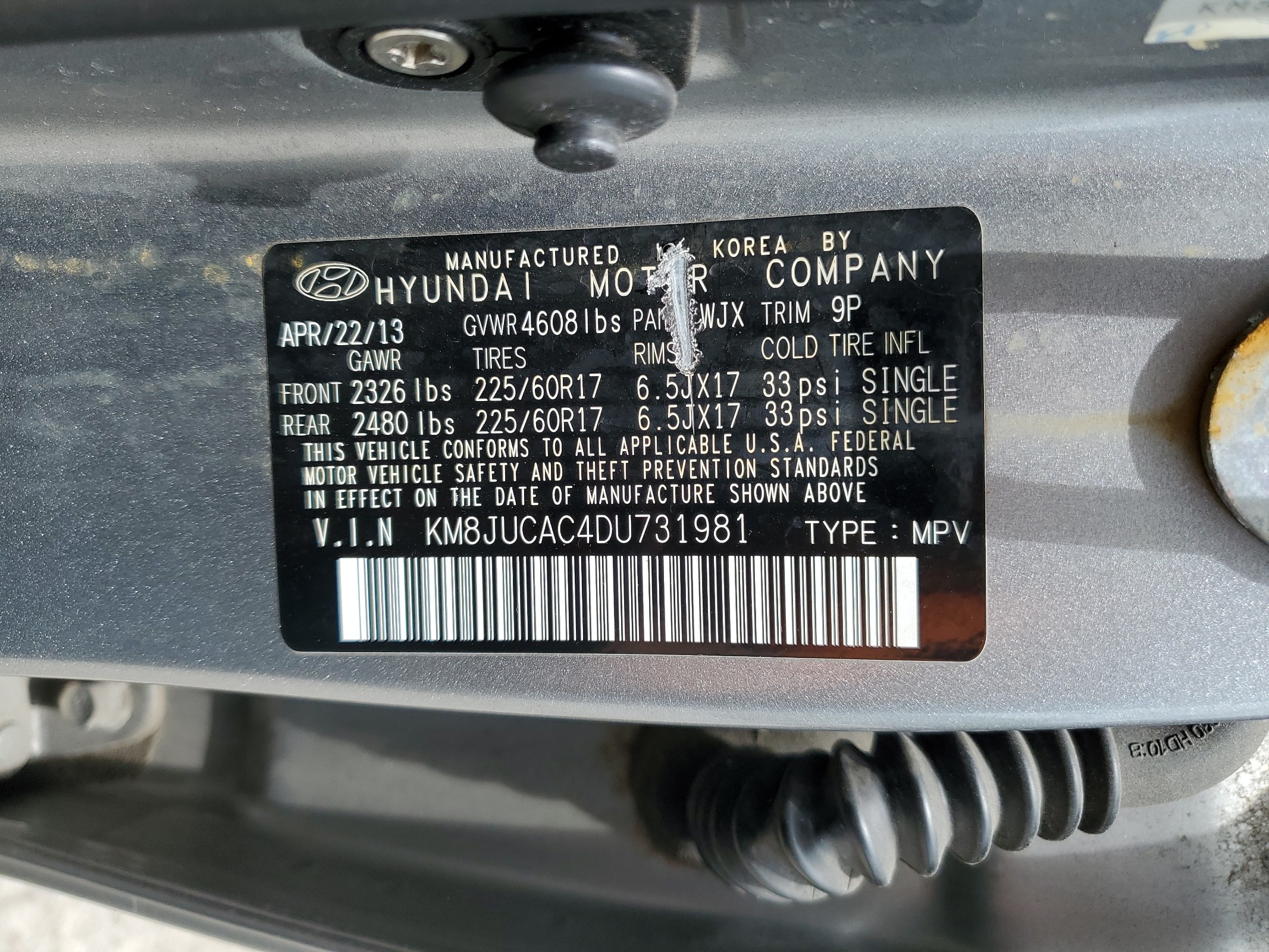 KM8JUCAC4DU731981 2013 Hyundai Tucson Gls