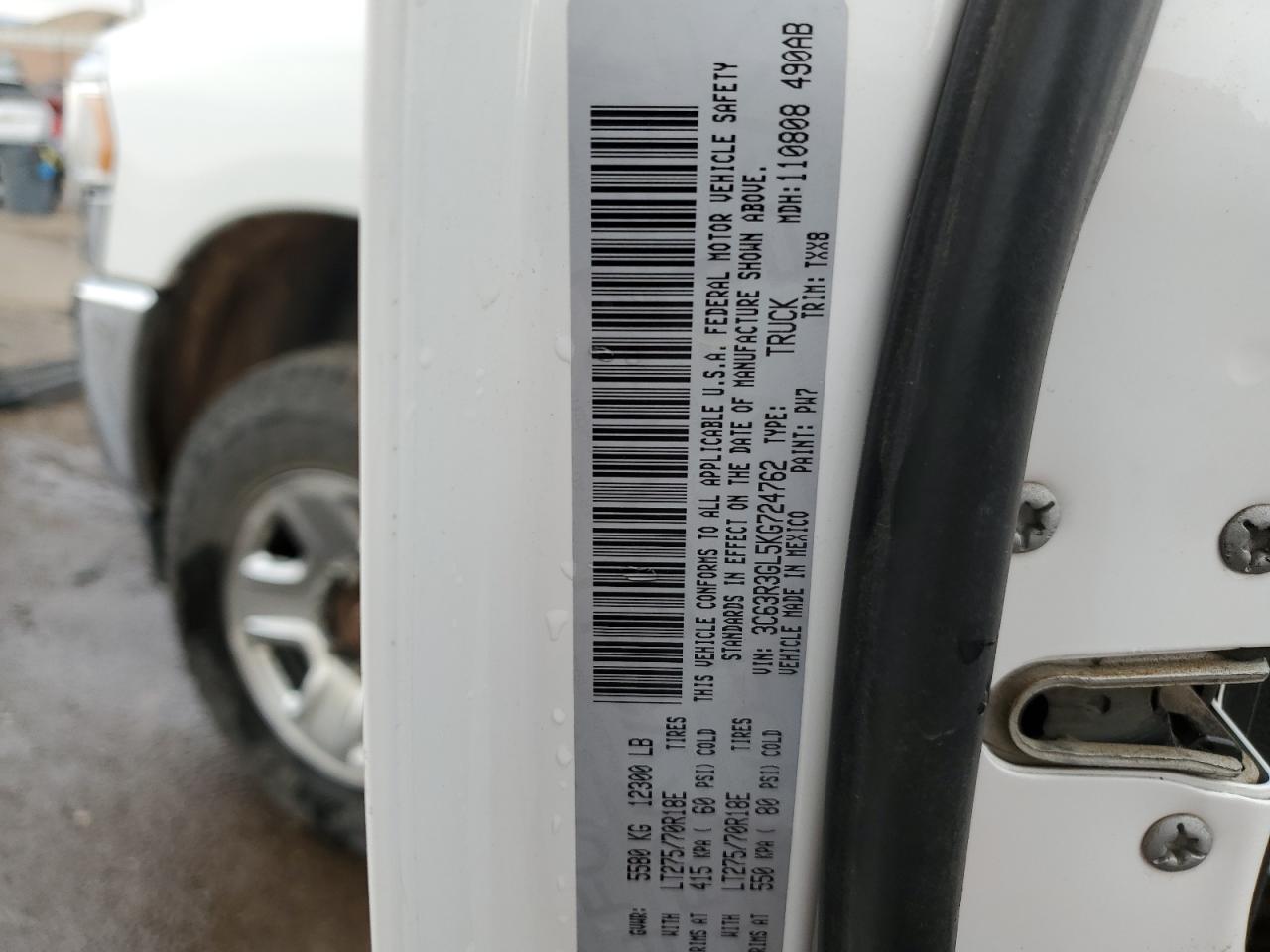 2019 Ram 3500 Tradesman VIN: 3C63R3GL5KG724762 Lot: 58895314