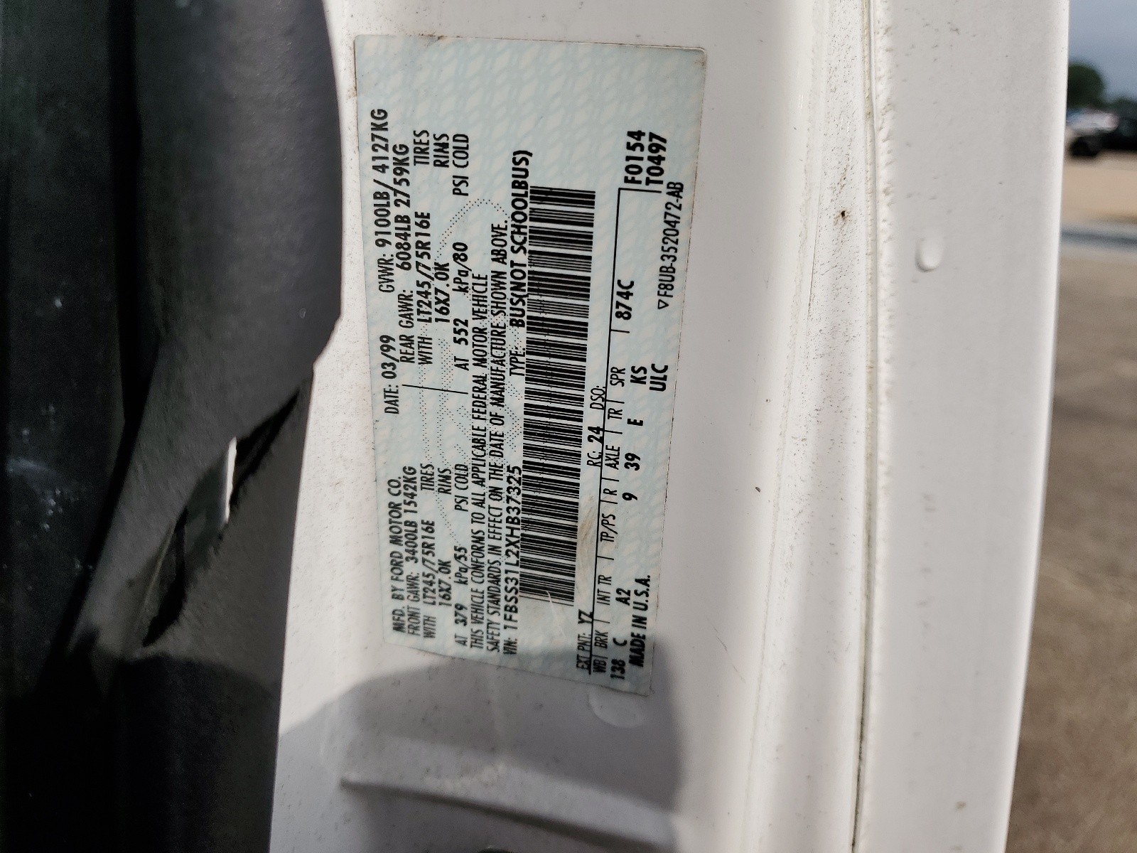 1FBSS31L2XHB37325 1999 Ford Econoline E350 Super Duty Wagon