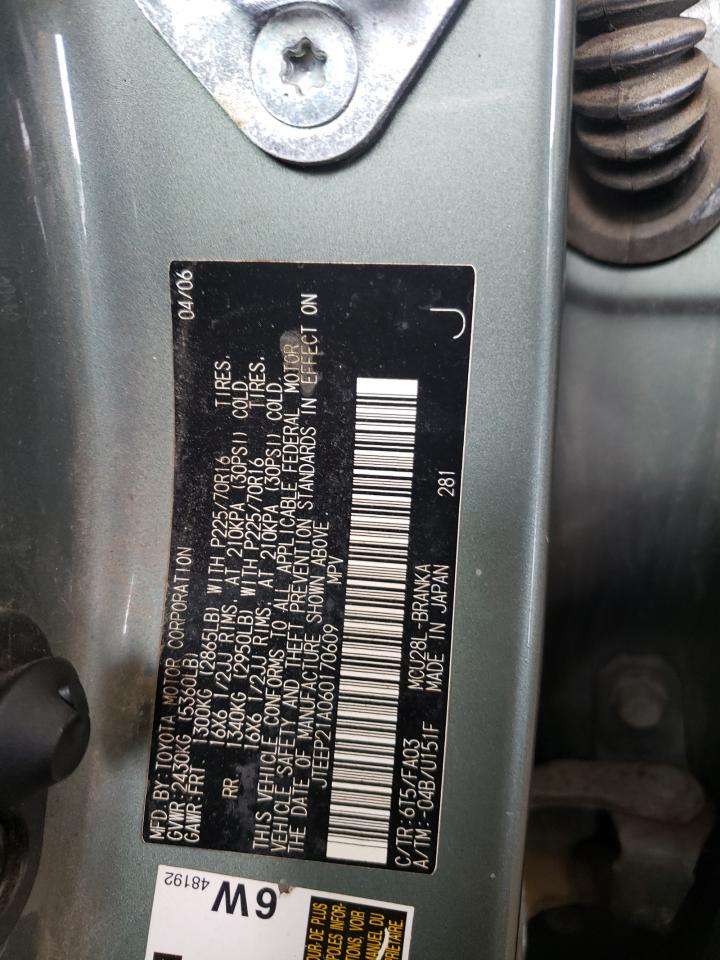 2006 Toyota Highlander Limited VIN: JTEEP21A060170609 Lot: 58299924