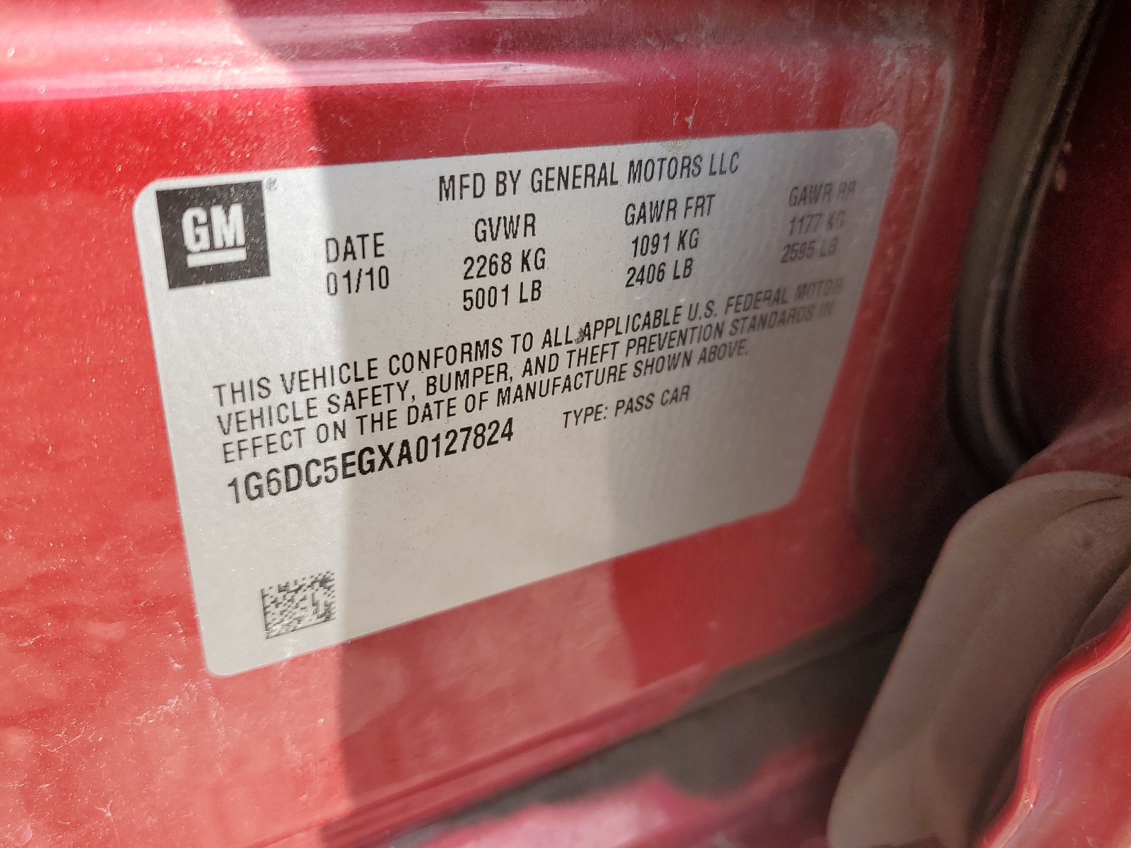 1G6DC5EGXA0127824 2010 Cadillac Cts