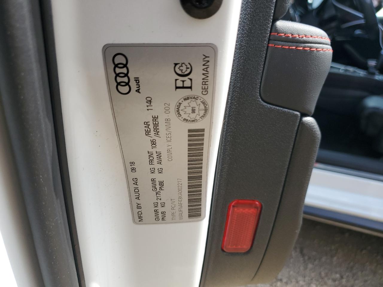 WAUFNAF43KA002217 2019 Audi A4 Prestige