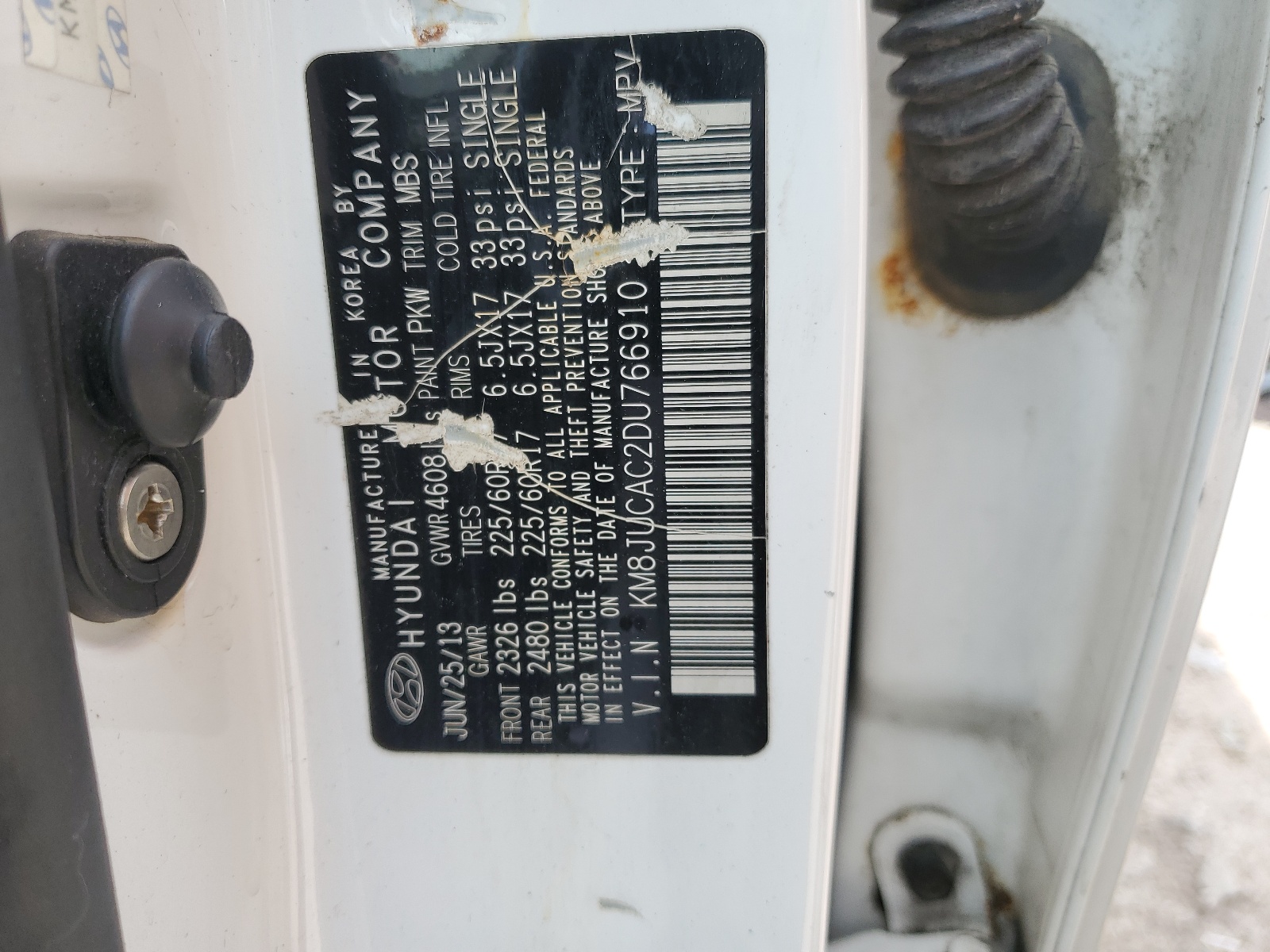 KM8JUCAC2DU766910 2013 Hyundai Tucson Gls