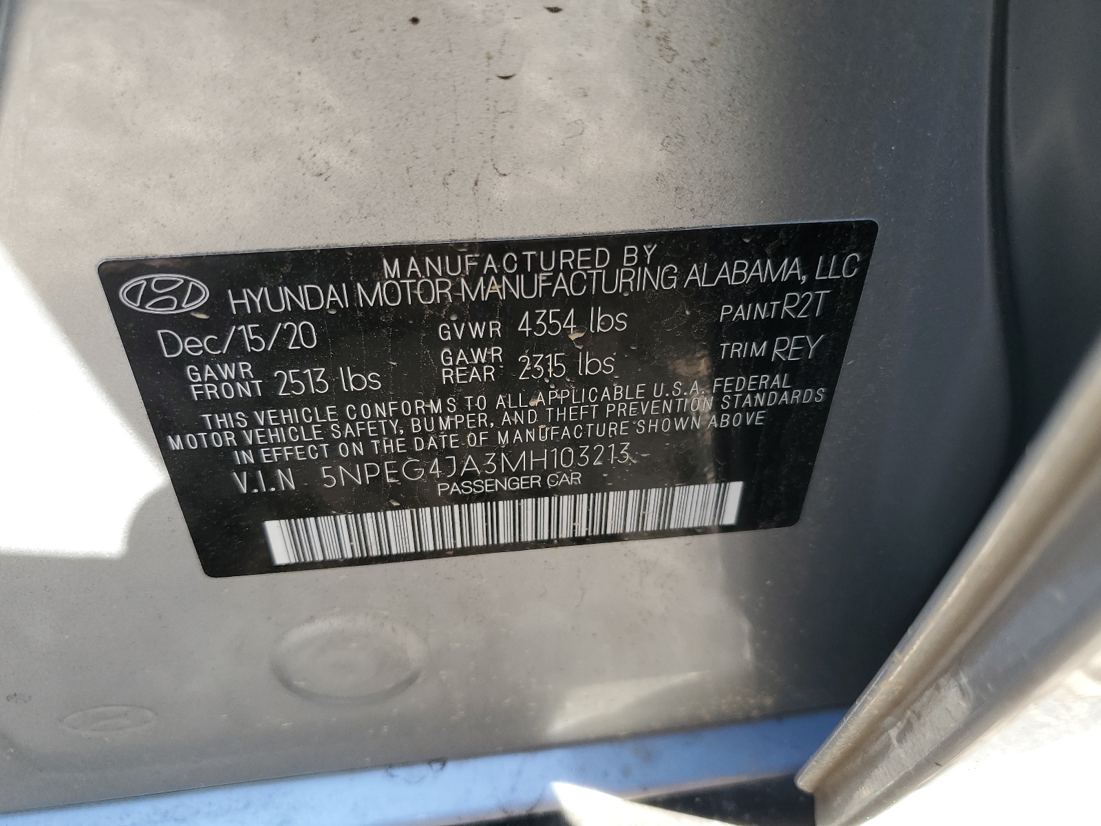 5NPEG4JA3MH103213 2021 Hyundai Sonata Se