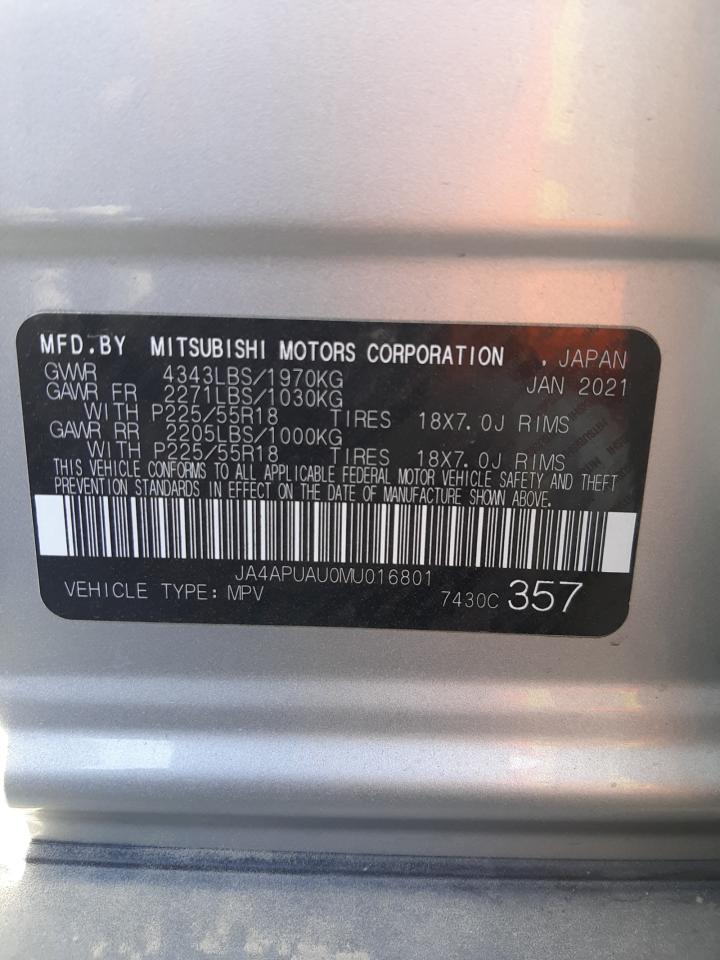 JA4APUAU0MU016801 2021 MITSUBISHI OUTLANDER - Image 12