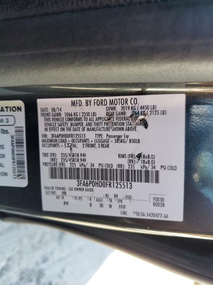 2015 Ford Fusion Se VIN: 3FA6P0HD0FR125513 Lot: 60492164