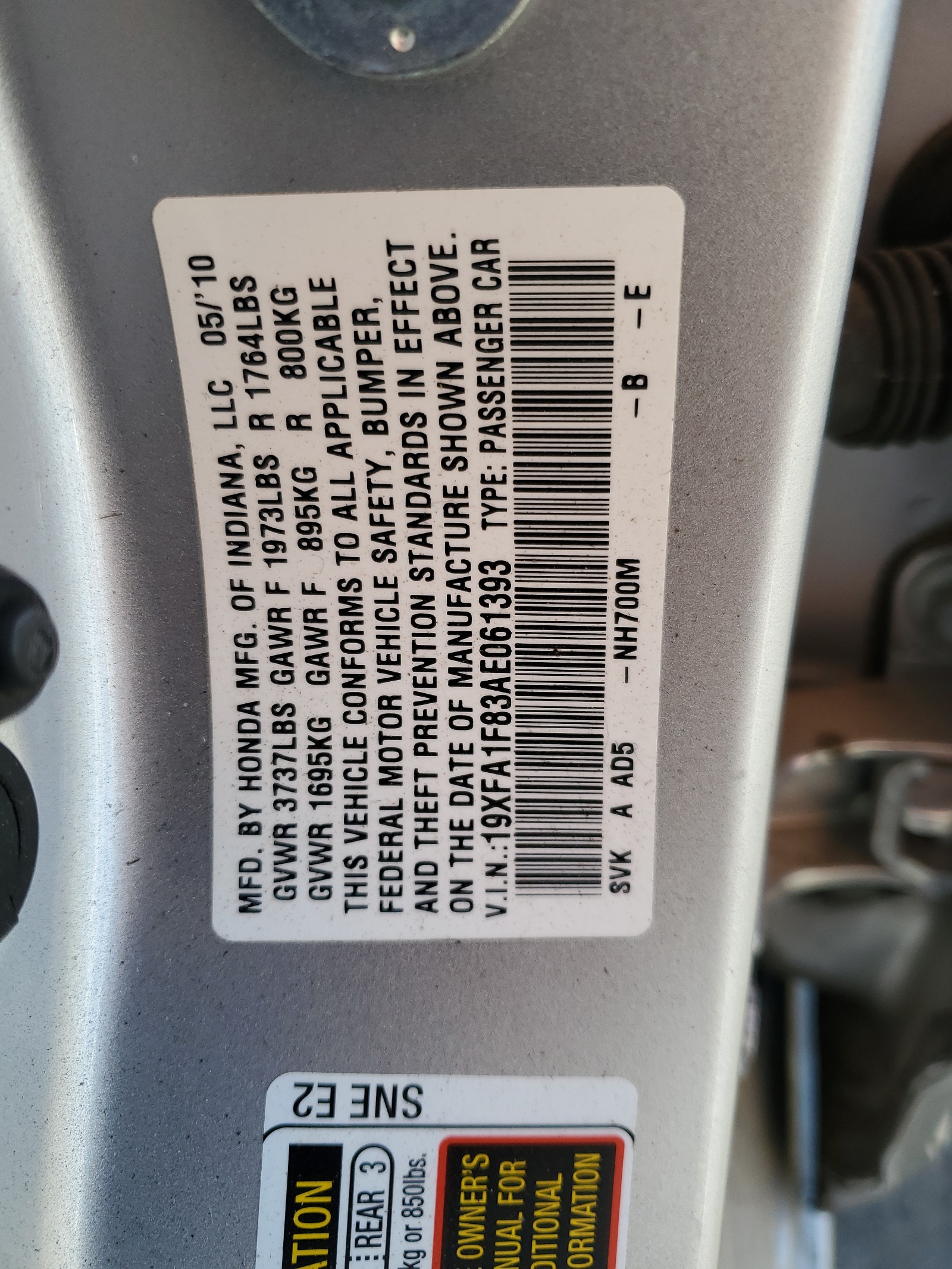 19XFA1F83AE061393 2010 Honda Civic Ex 19XFA1F83AE061393 2010 Honda Civic Ex