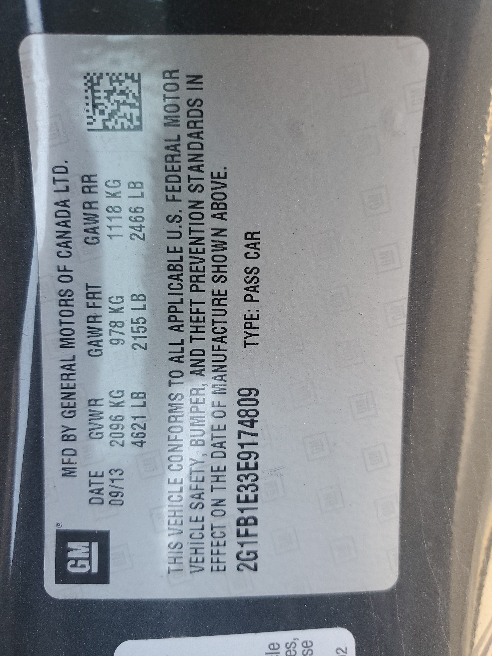 2G1FB1E33E9174809 2014 Chevrolet Camaro Lt