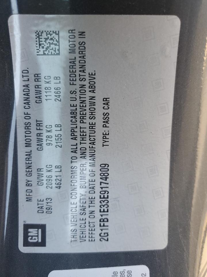 2014 Chevrolet Camaro Lt VIN: 2G1FB1E33E9174809 Lot: 60299354