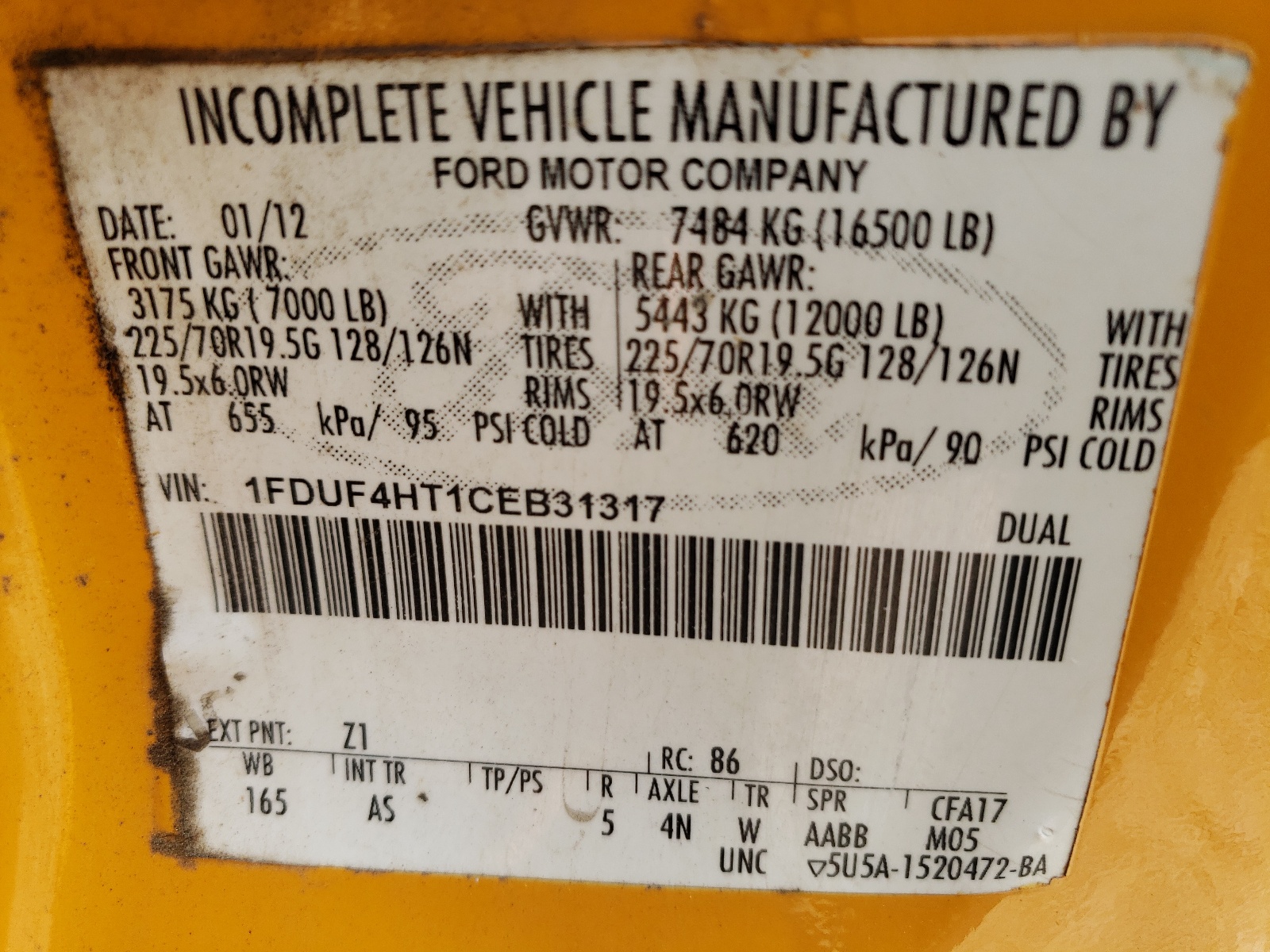 1FDUF4HT1CEB31317 2012 Ford F450 Super Duty