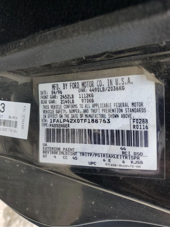 1996 Ford Mustang Gt VIN: 1FALP42X0TF188763 Lot: 59021484