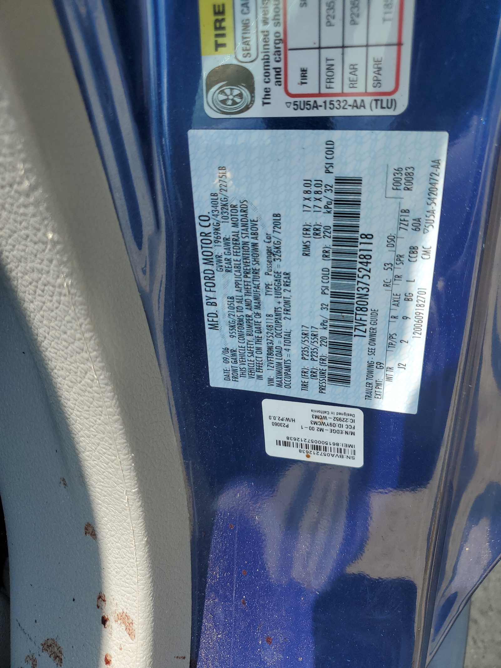 1ZVFT80N375248118 2007 Ford Mustang