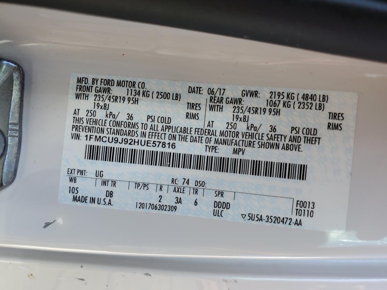 1FMCU9J92HUE57816 2017 FORD ESCAPE - Image 14