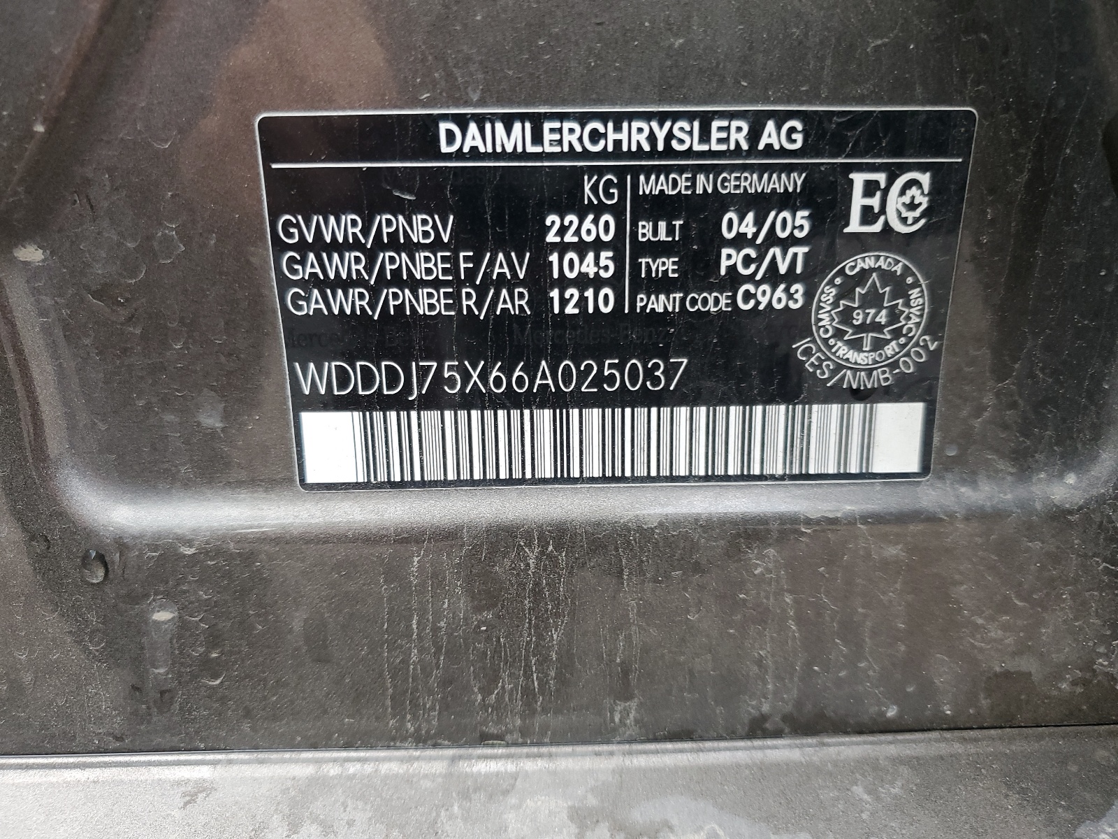 WDDDJ75X66A025037 2006 Mercedes-Benz Cls 500C