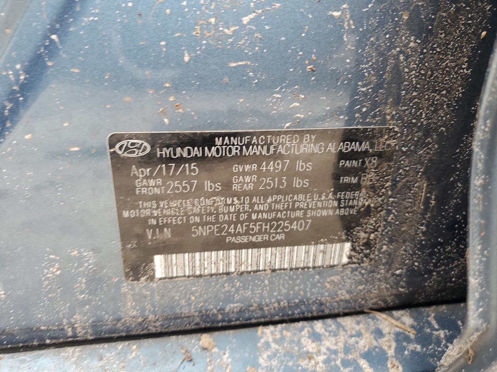 5NPE24AF5FH225407 2015 Hyundai Sonata Se