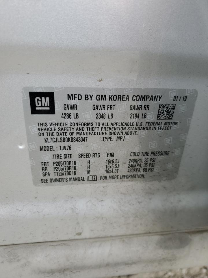 2019 Chevrolet Trax 1Lt VIN: KL7CJLSB0KB843047 Lot: 60485634