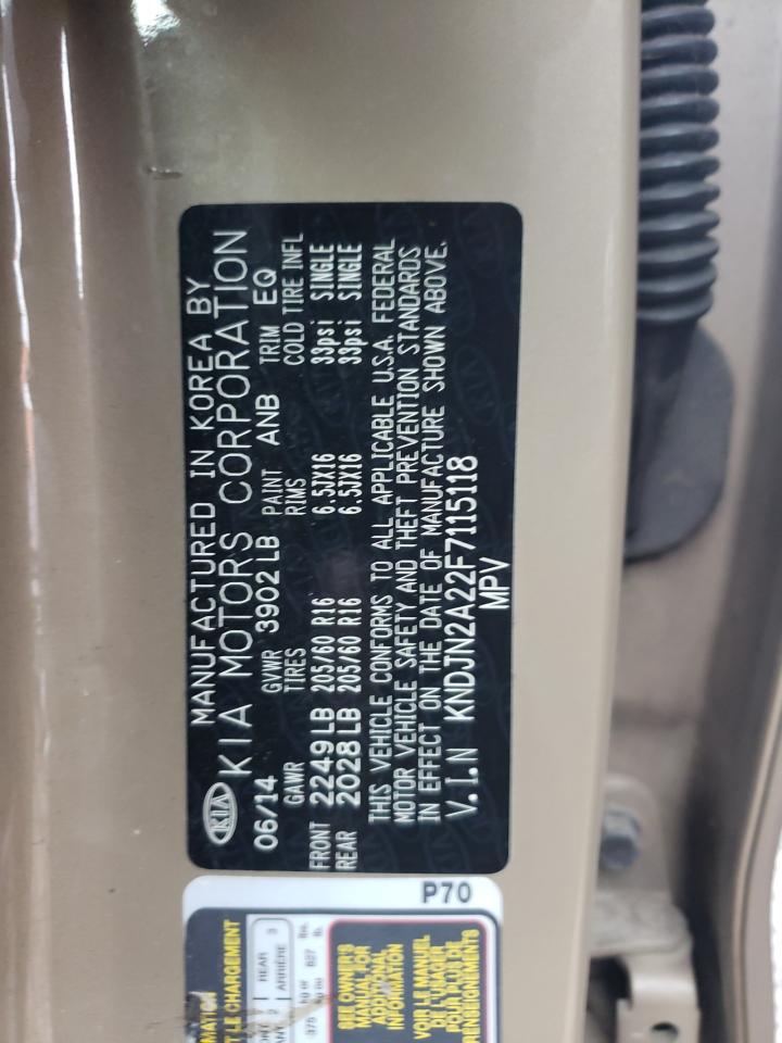 2015 Kia Soul VIN: KNDJN2A22F7115118 Lot: 60556214