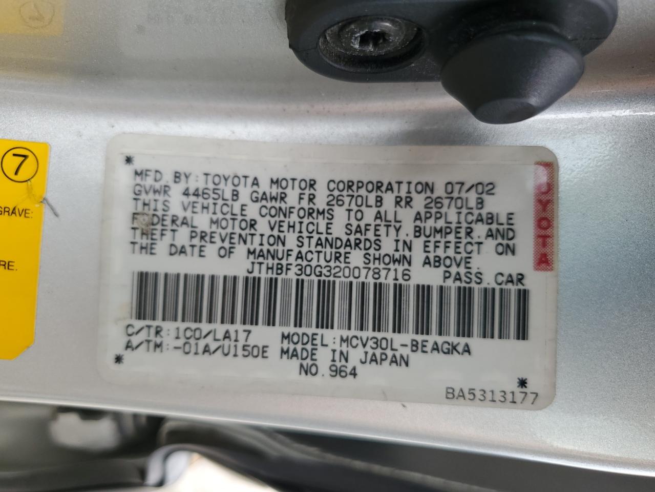 JTHBF30G320078716 2002 Lexus Es 300