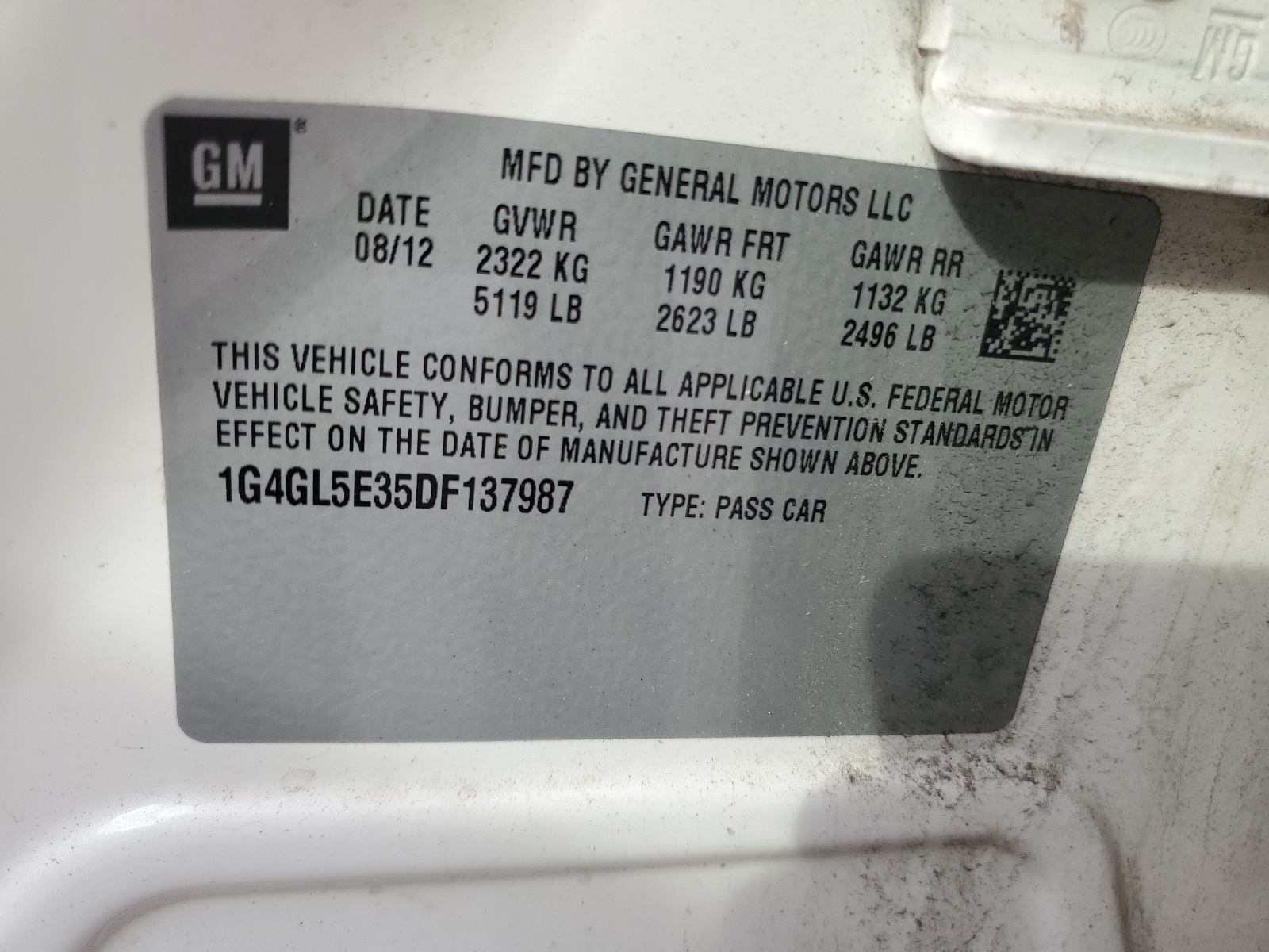 1G4GL5E35DF137987 2013 Buick Lacrosse