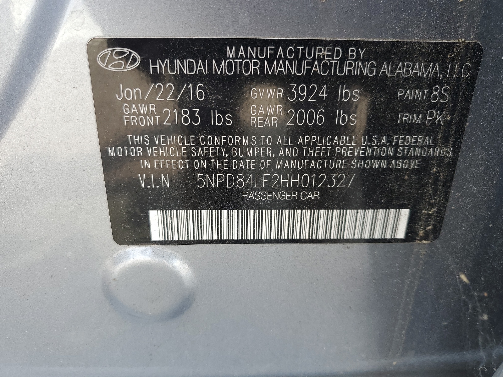 5NPD84LF2HH012327 2017 Hyundai Elantra Se