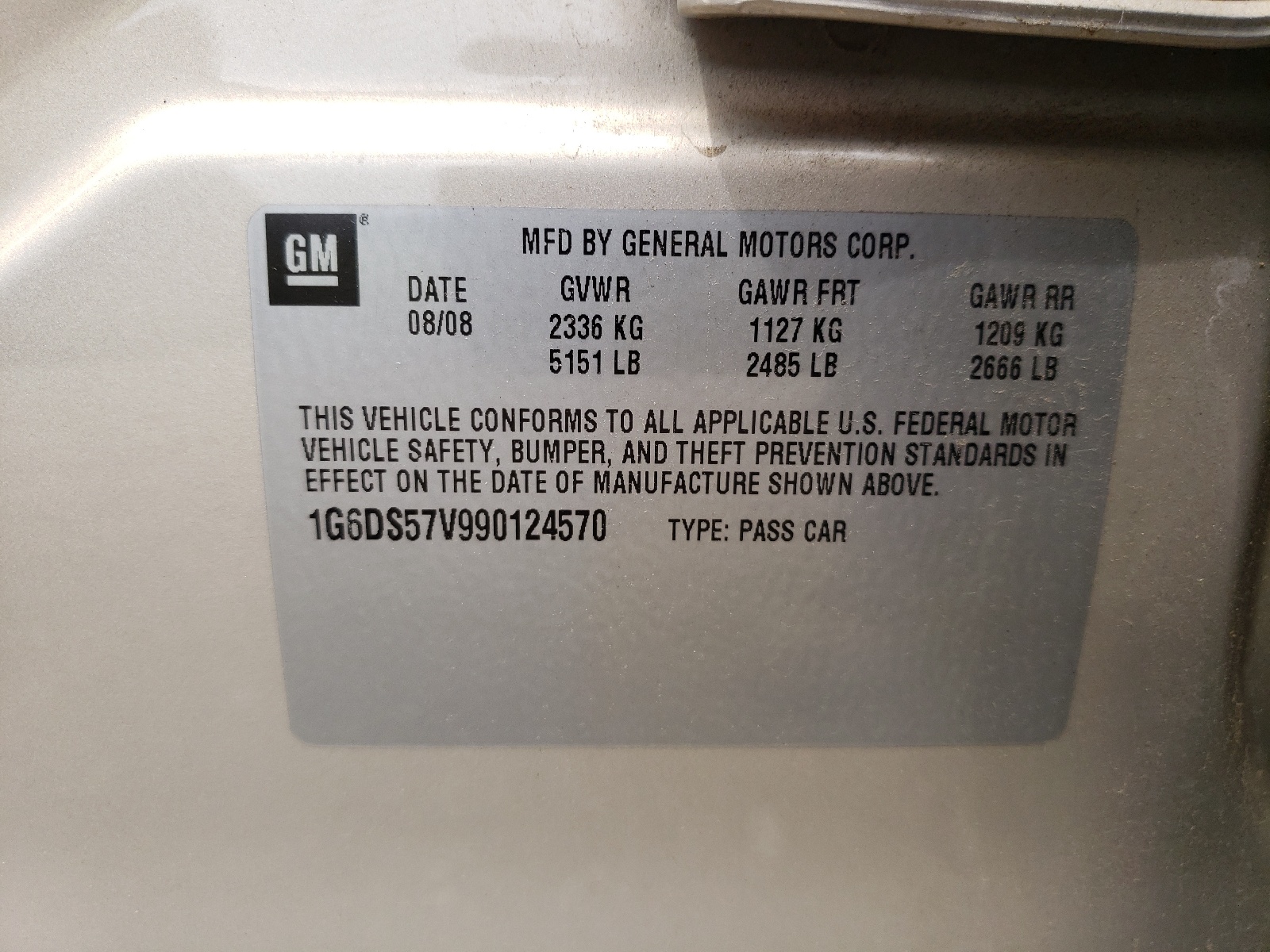 1G6DS57V990124570 2009 Cadillac Cts Hi Feature V6