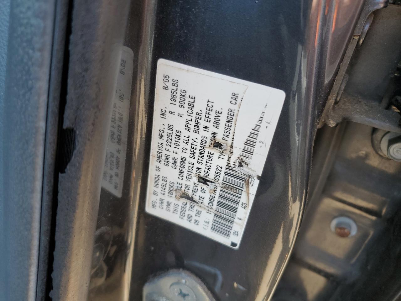 1HGCM567X6A005522 2006 Honda Accord Ex