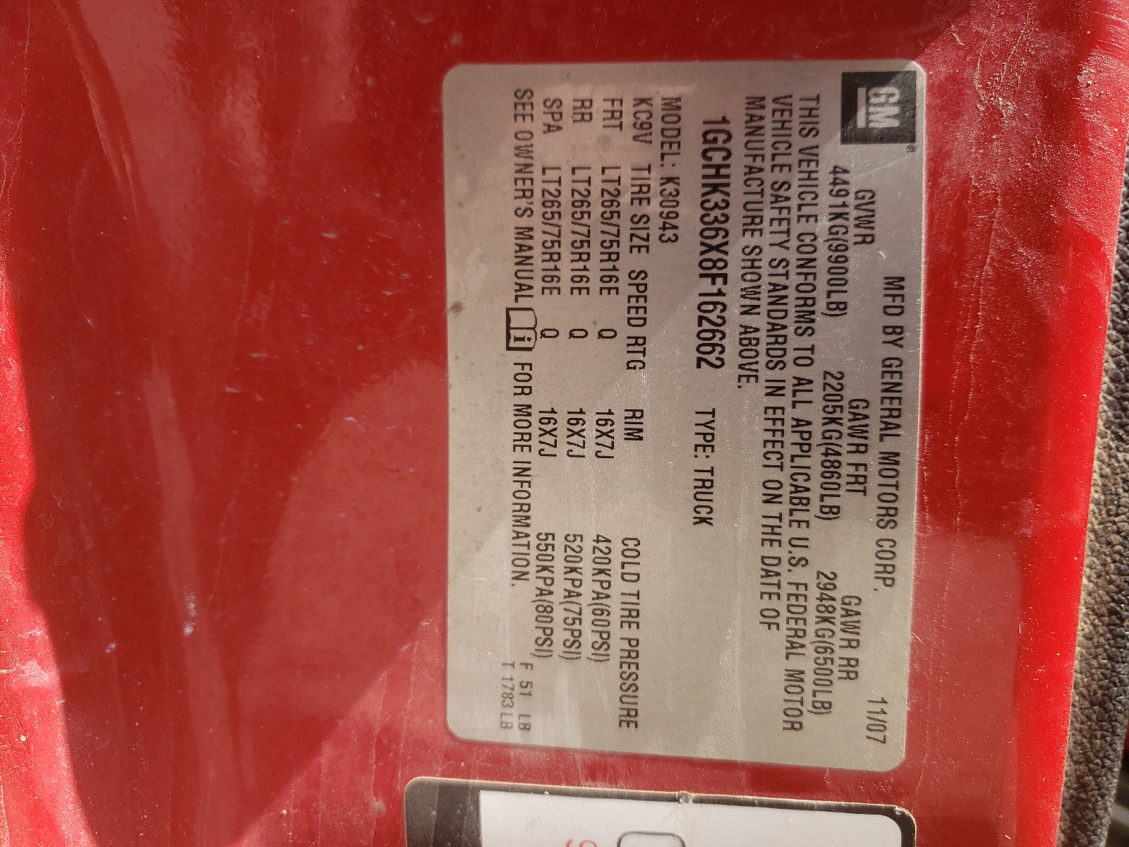 1GCHK336X8F162662 2008 Chevrolet Silverado K3500