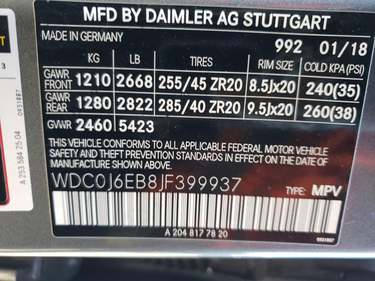 WDC0J6EB8JF399937 2018 Mercedes-Benz Glc Coupe 43 4Matic Amg