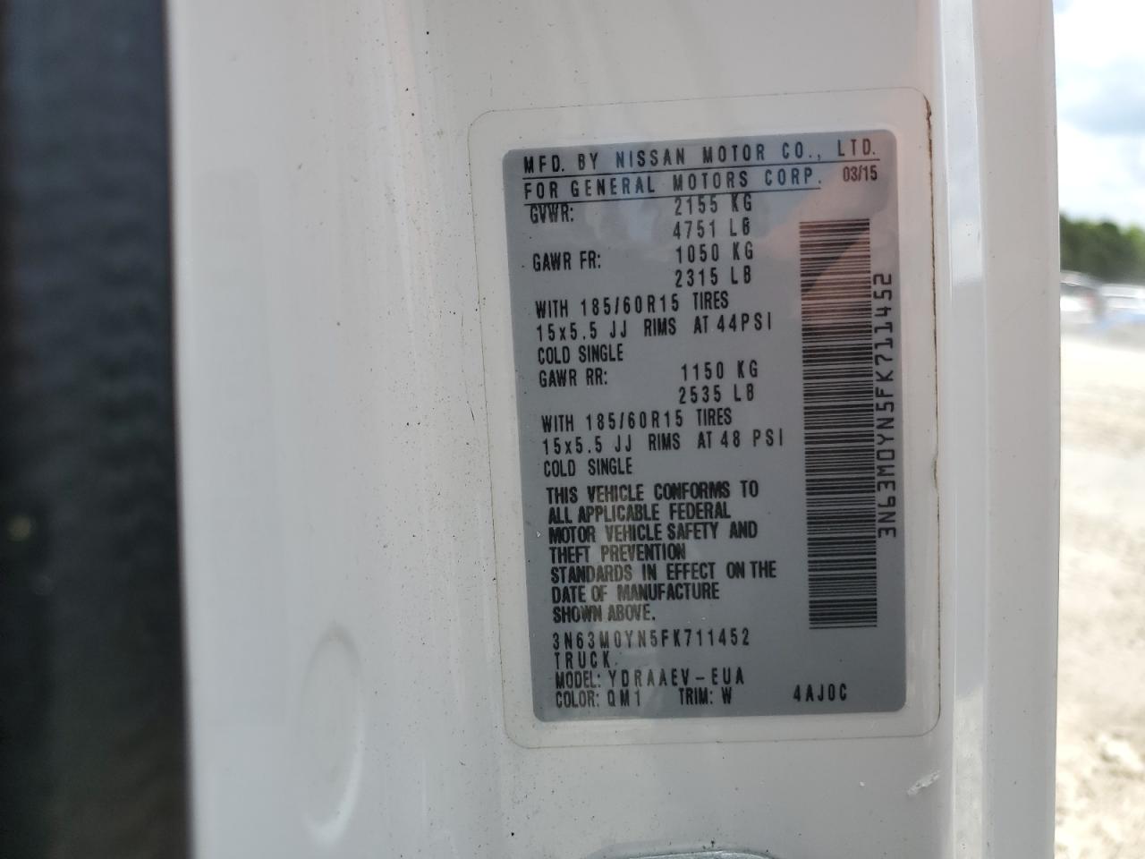 2015 Chevrolet City Express Ls VIN: 3N63M0YN5FK711452 Lot: 67868624