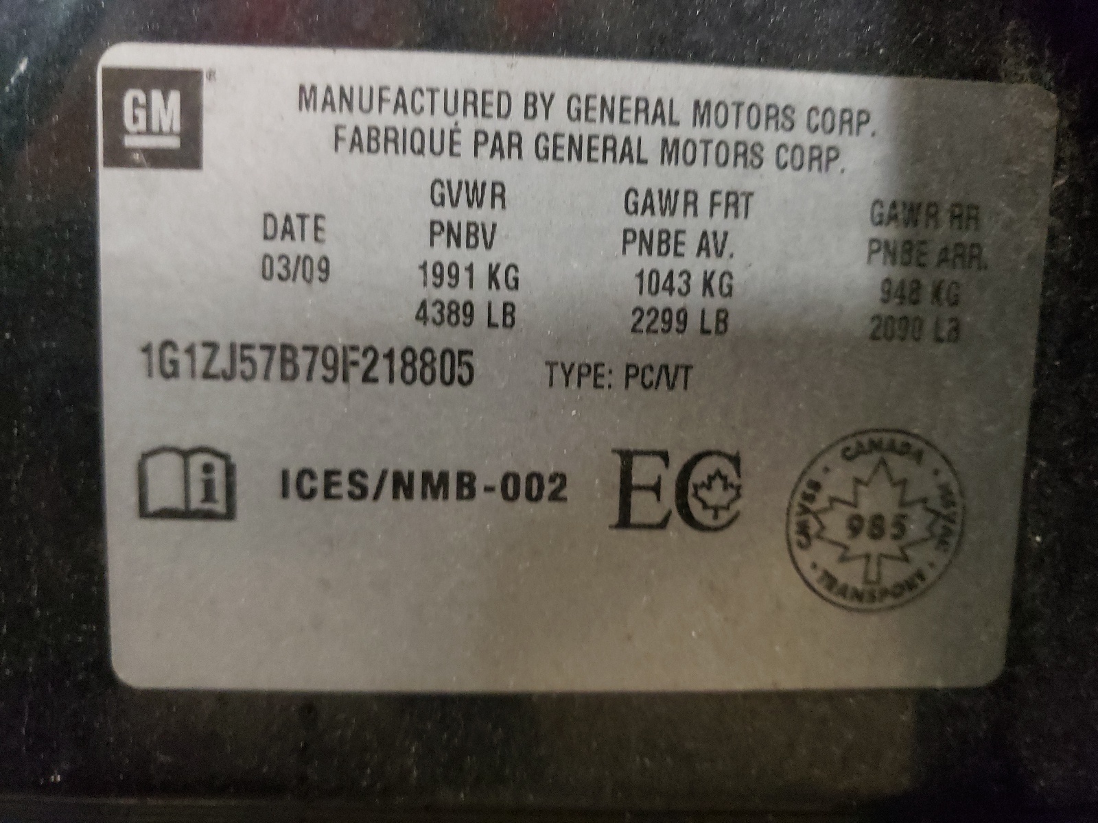 1G1ZJ57B79F218805 2009 Chevrolet Malibu 2Lt