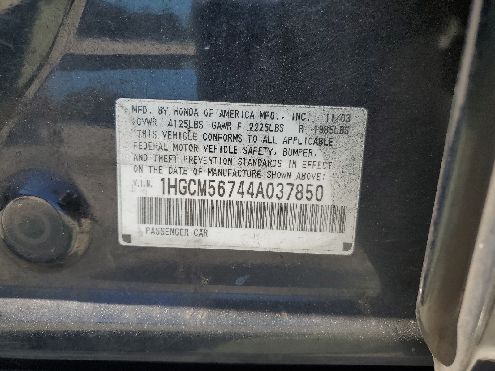 1HGCM56744A037850 2004 Honda Accord Ex