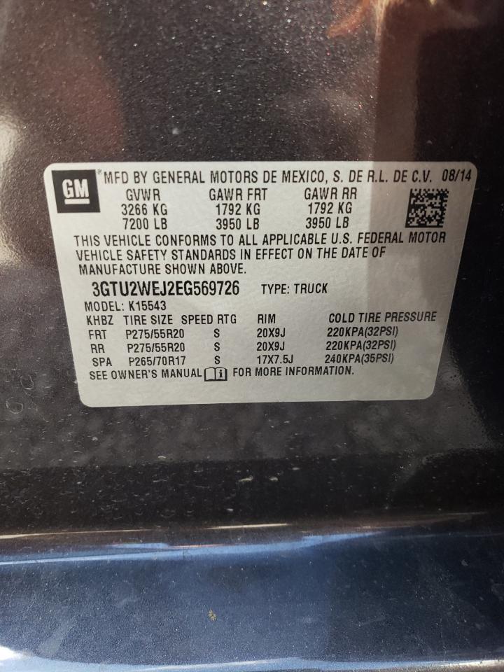2014 GMC Sierra K1500 Denali VIN: 3GTU2WEJ2EG569726 Lot: 58127644