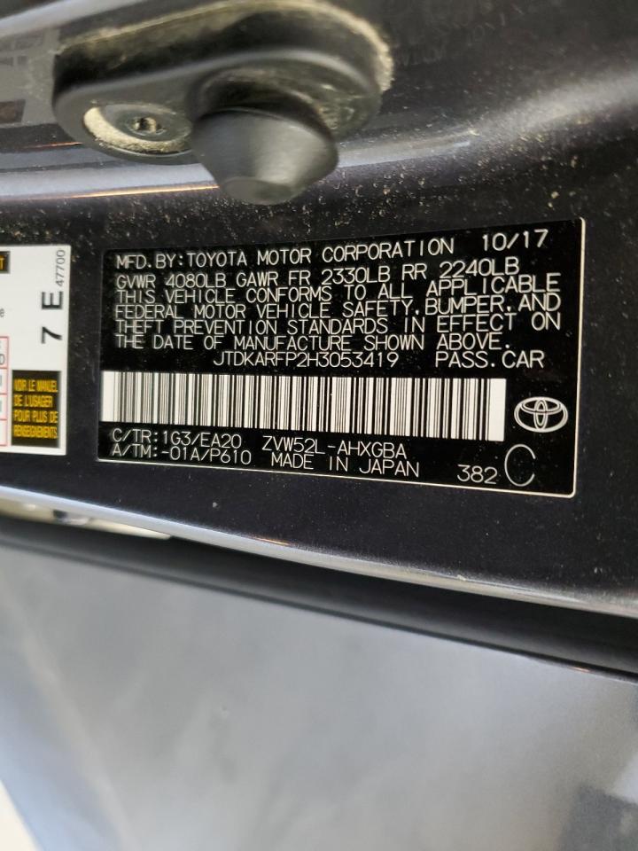 VIN JTDKARFP2H3053419 2017 TOYOTA PRIUS no.12