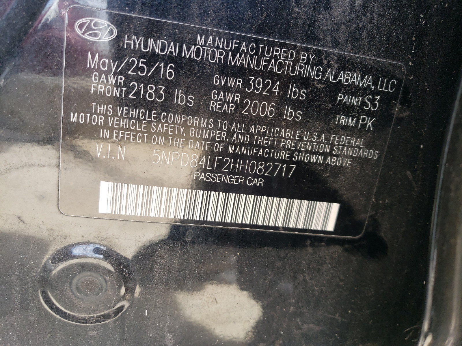 5NPD84LF2HH082717 2017 Hyundai Elantra Se