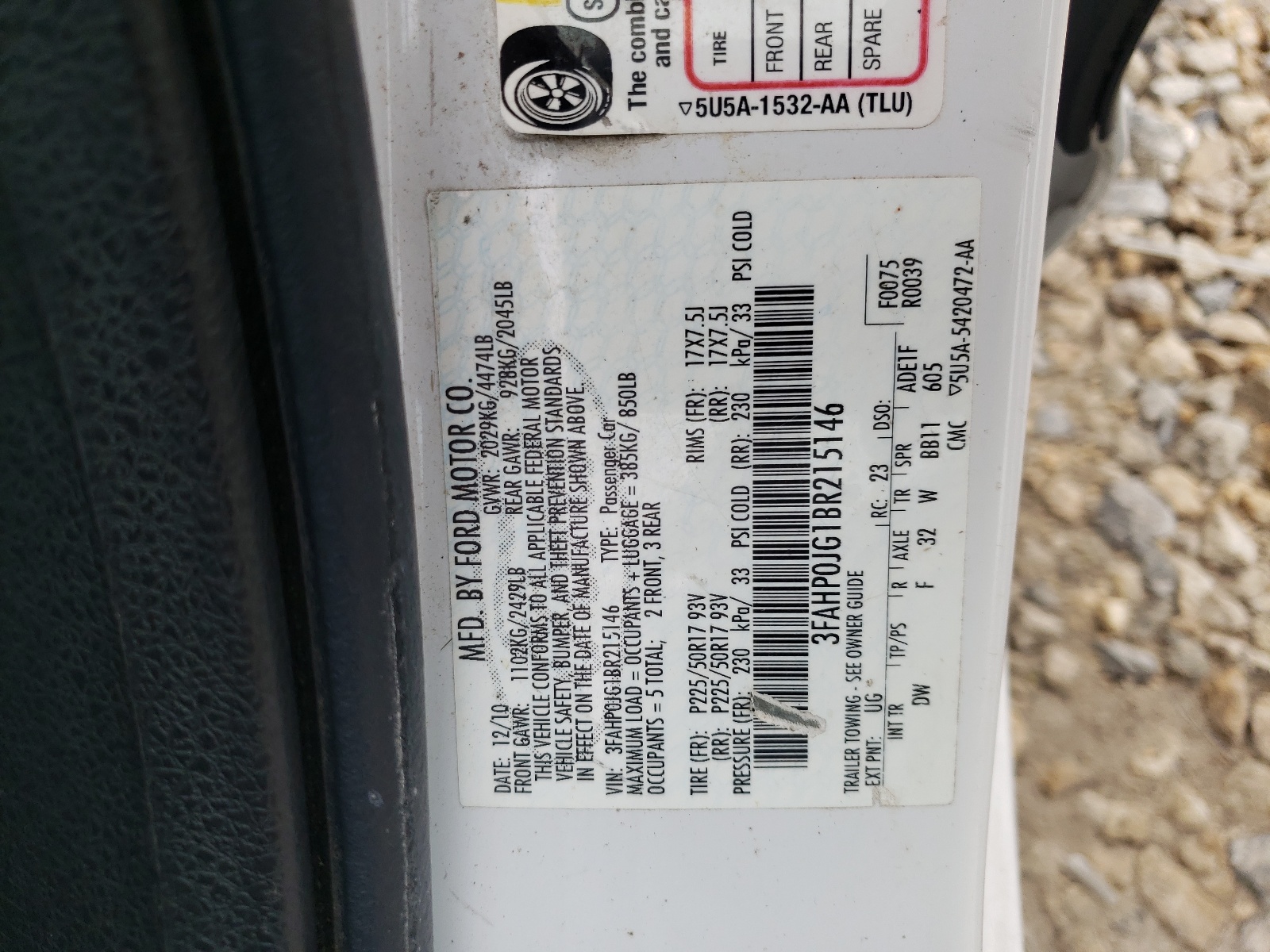 3FAHP0JG1BR215146 2011 Ford Fusion Sel