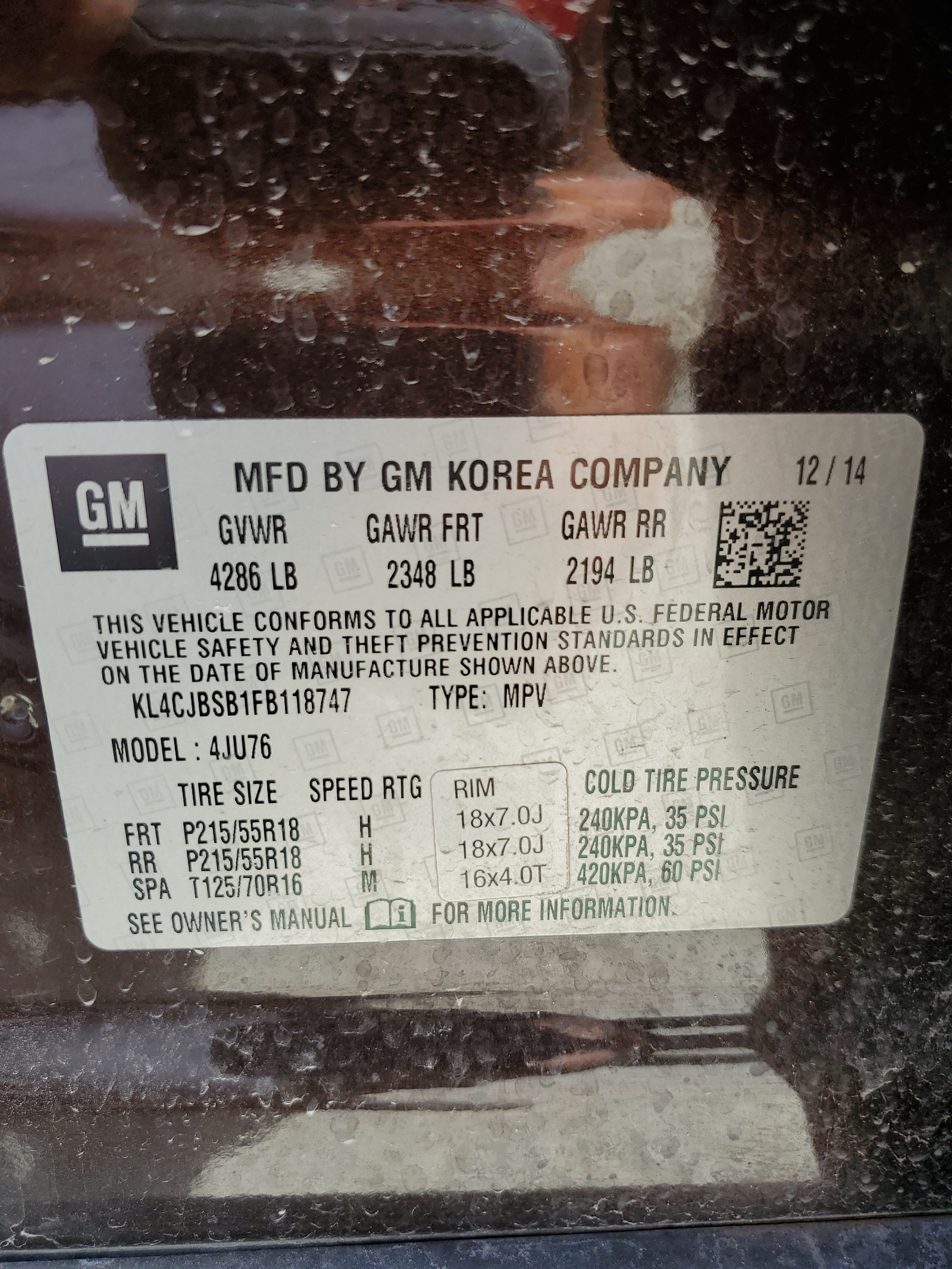 KL4CJBSB1FB118747 2015 Buick Encore Convenience