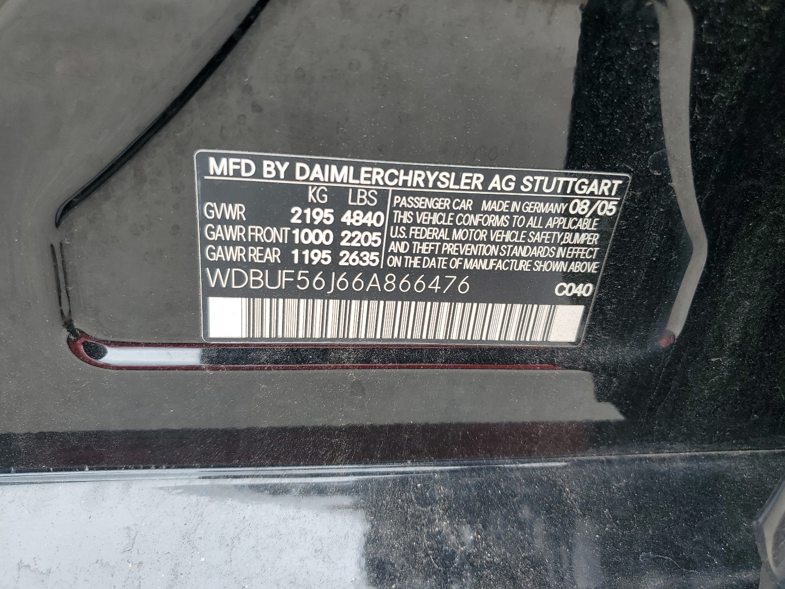 WDBUF56J66A866476 2006 Mercedes-Benz E 350