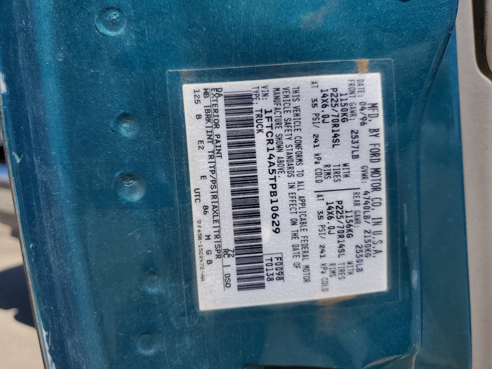 1FTCR14A5TPB10629 1996 Ford Ranger Super Cab