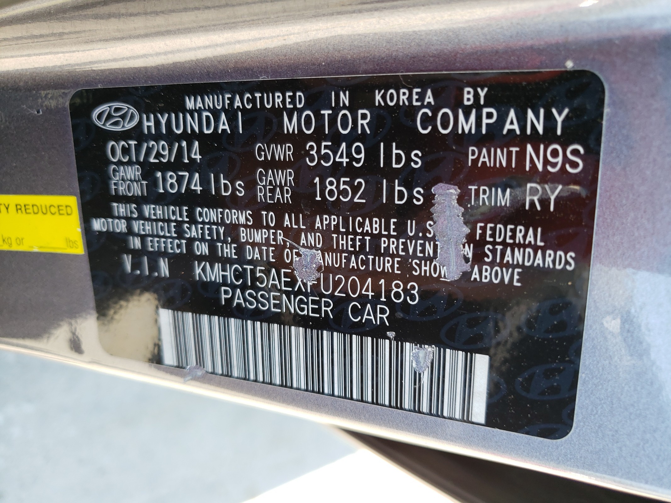 KMHCT5AEXFU204183 2015 Hyundai Accent Gs