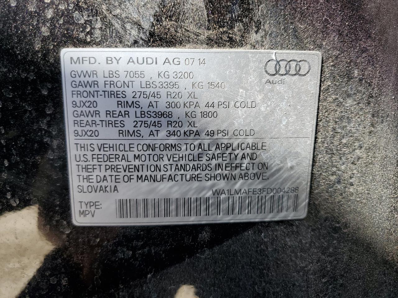 WA1LMAFE3FD004288 2015 Audi Q7 Tdi Premium Plus