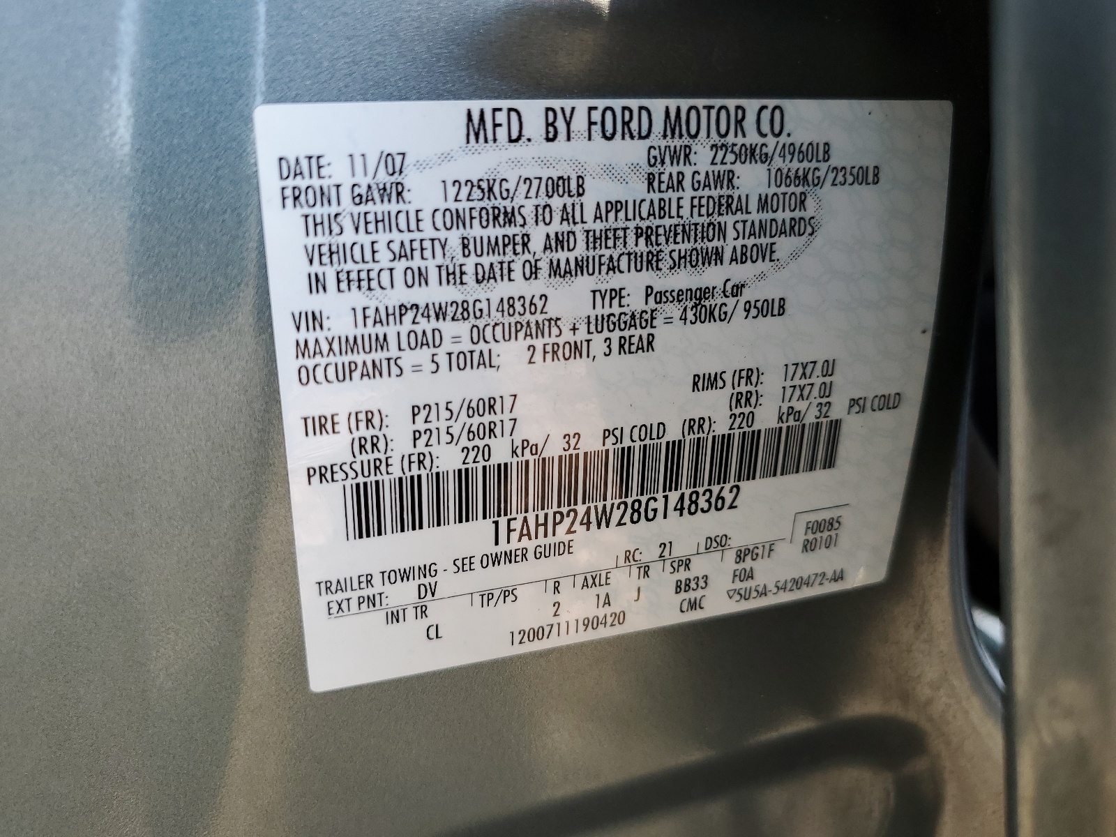 1FAHP24W28G148362 2008 Ford Taurus Sel