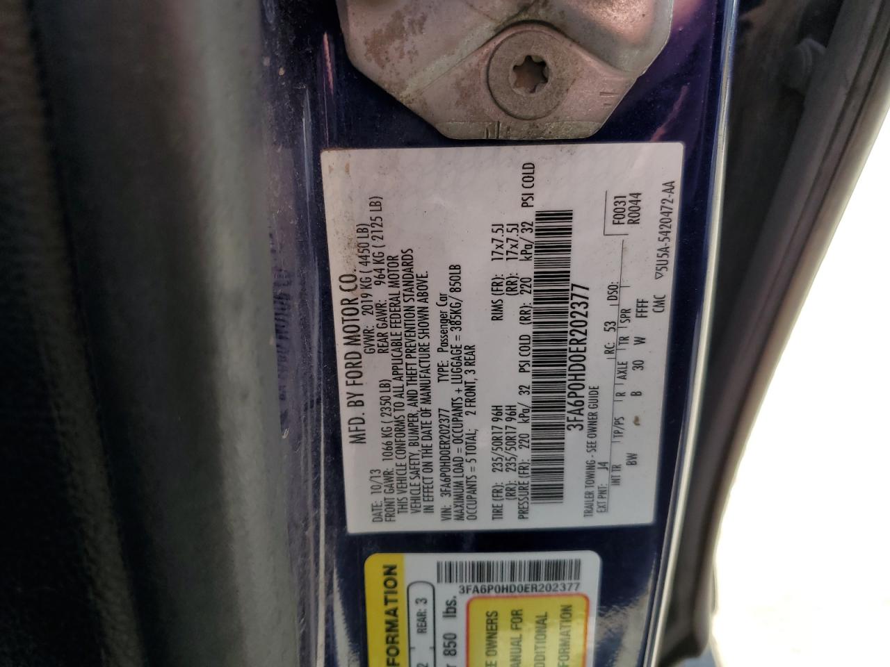 3FA6P0HD0ER202377 2014 Ford Fusion Se