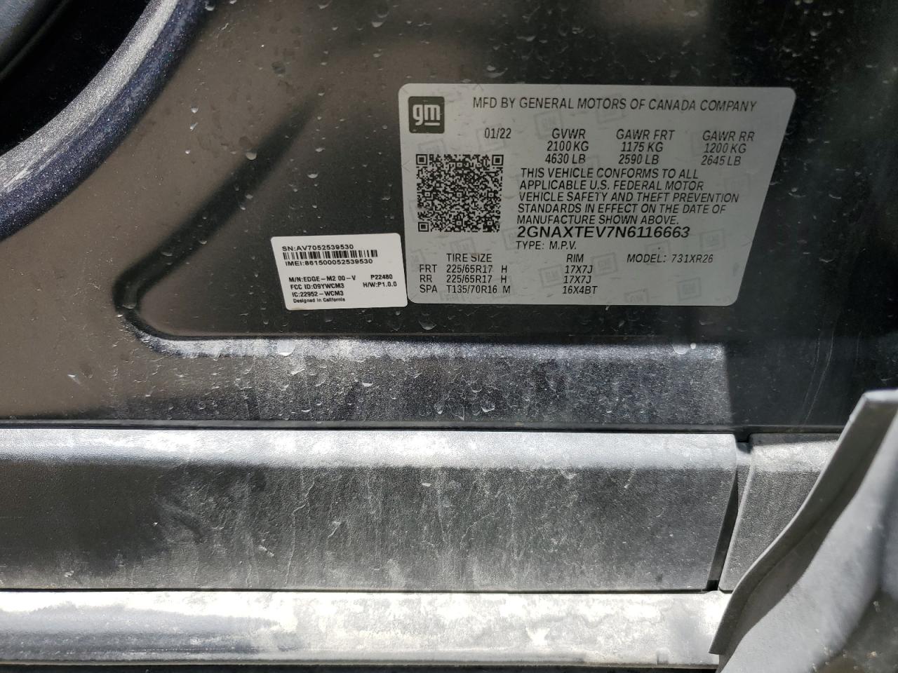 2GNAXTEV7N6116663 2022 CHEVROLET EQUINOX - Image 13