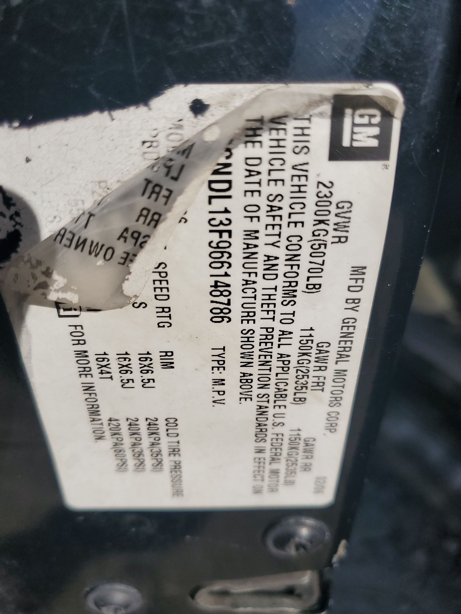 2CNDL13F966148786 2006 Chevrolet Equinox Ls
