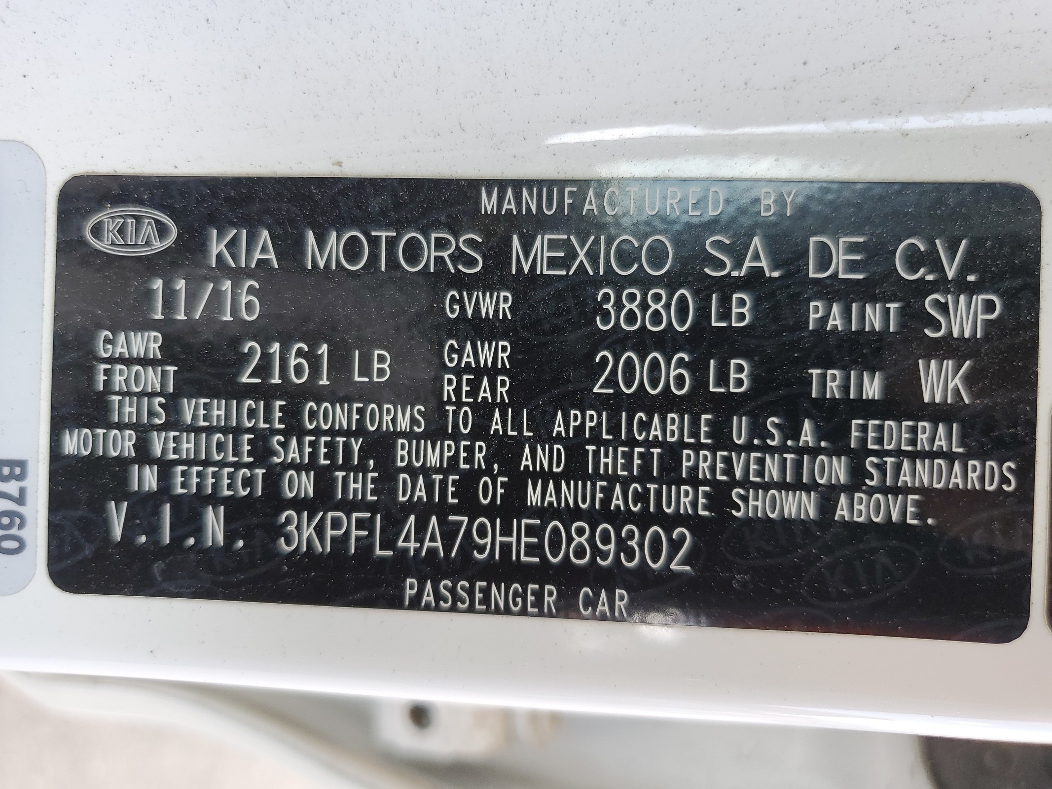 3KPFL4A79HE089302 2017 Kia Forte Lx