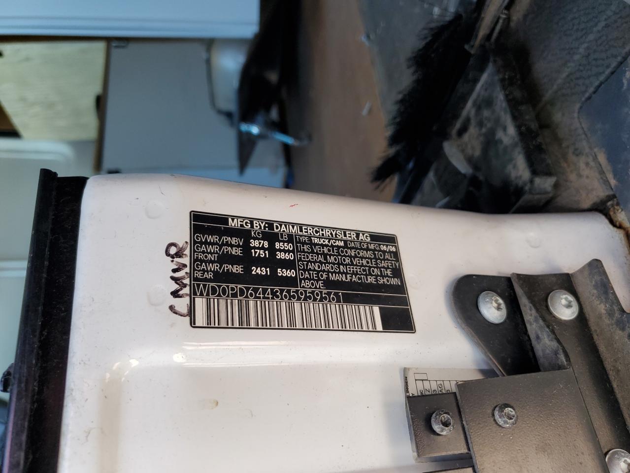 2006 Dodge Sprinter 2500 VIN: WD0PD644365959561 Lot: 60351054