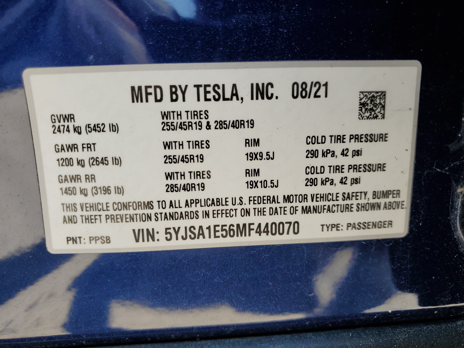 5YJSA1E56MF440070 2021 Tesla Model S